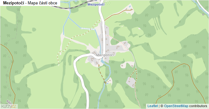 Mezipotočí - mapa části obce