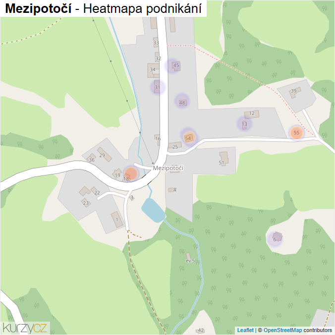 Mapa Mezipotočí - Firmy v části obce.