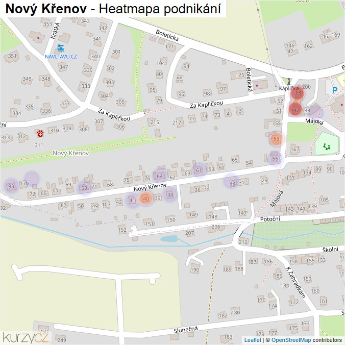 Mapa Nový Křenov - Firmy v ulici.