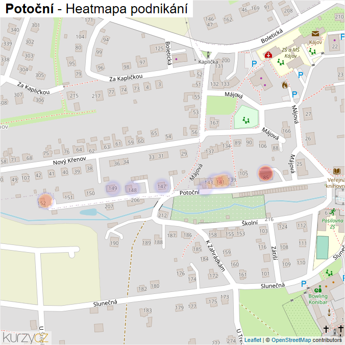 Mapa Potoční - Firmy v ulici.