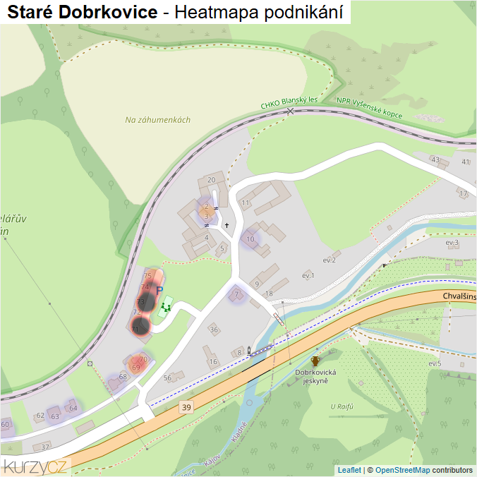 Mapa Staré Dobrkovice - Firmy v části obce.