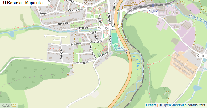 U Kostela - mapa ulice