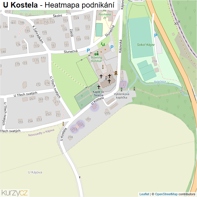 Mapa U Kostela - Firmy v ulici.