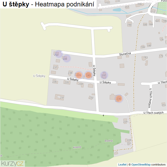 Mapa U štěpky - Firmy v ulici.