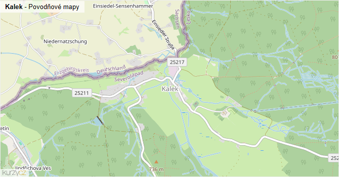 Kalek - záplavové mapy stoleté vody