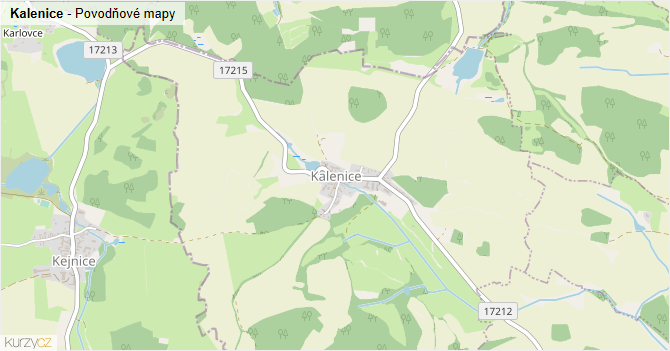 Kalenice - záplavové mapy stoleté vody
