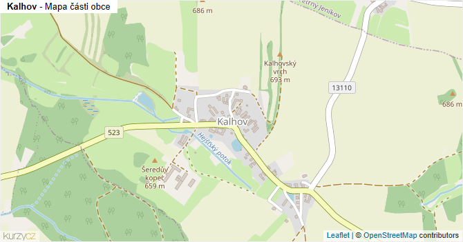 Kalhov - mapa části obce