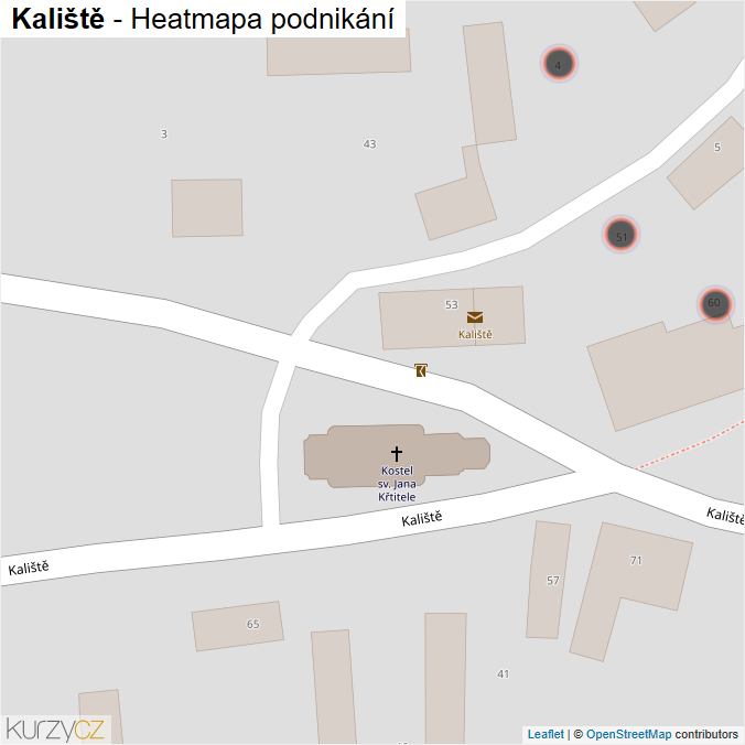 Mapa Kaliště - Firmy v obci.