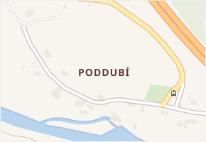 Poddubí v obci Kaliště - mapa části obce