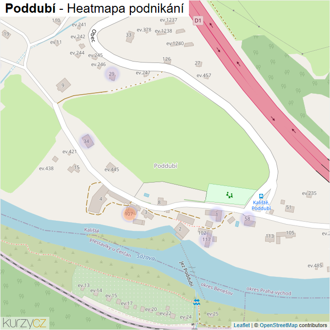 Mapa Poddubí - Firmy v části obce.