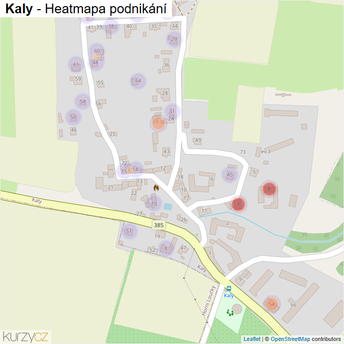 Mapa Kaly - Firmy v části obce.