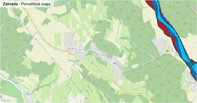 Zahrada - záplavové mapy stoleté vody