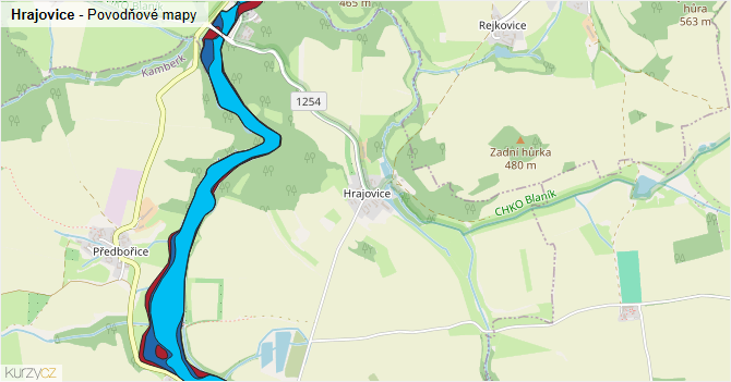 Hrajovice - záplavové mapy stoleté vody