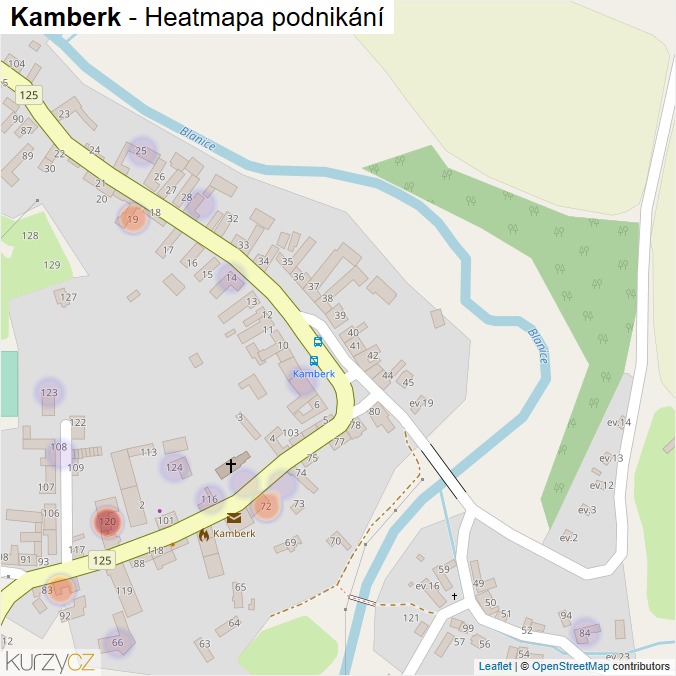 Mapa Kamberk - Firmy v části obce.