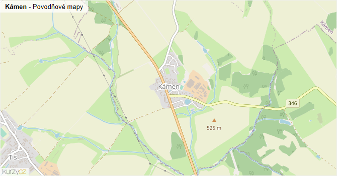 Kámen - záplavové mapy stoleté vody