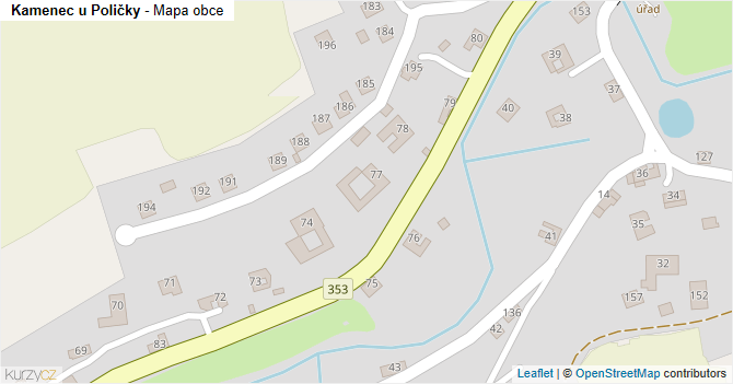 Kamenec u Poličky - mapa obce