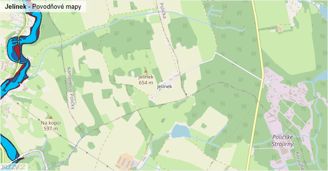Jelínek - záplavové mapy stoleté vody