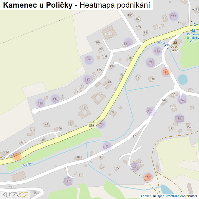 Mapa Kamenec u Poličky - Firmy v části obce.