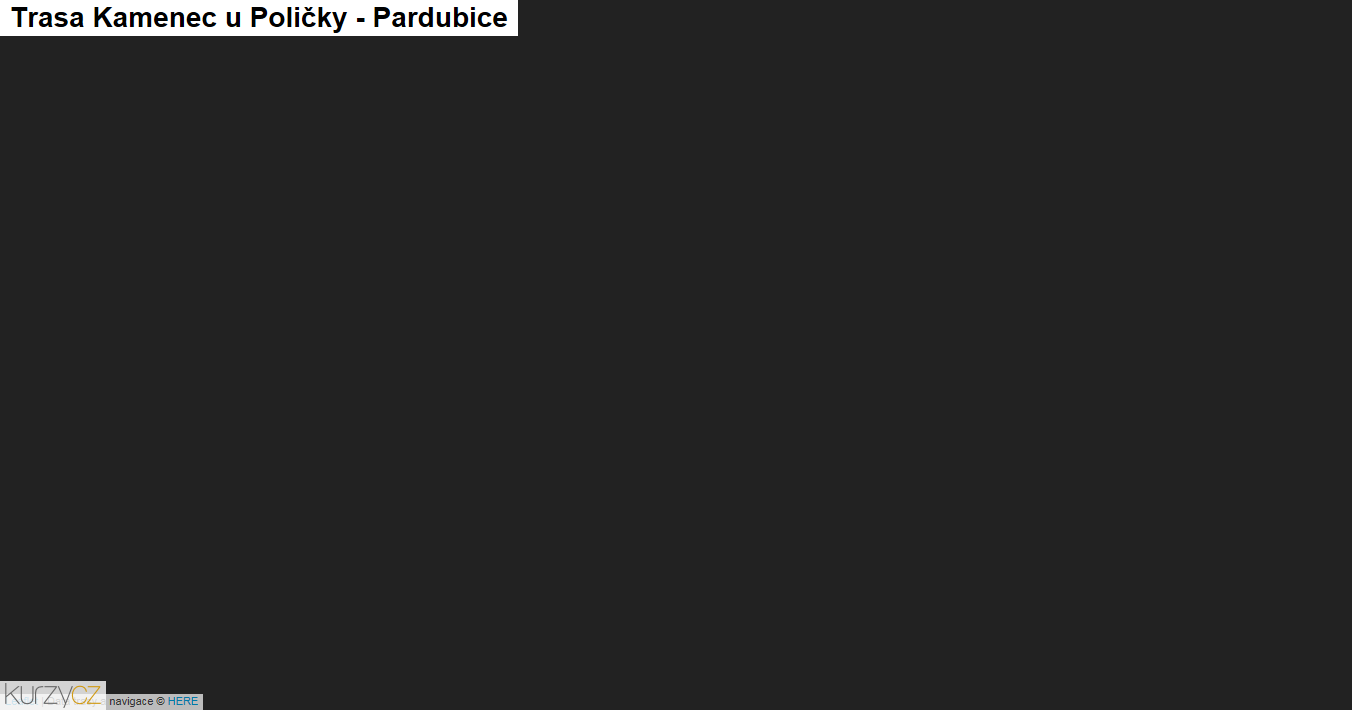 Kamenec u Poličky-Pardubice, mapa trasy