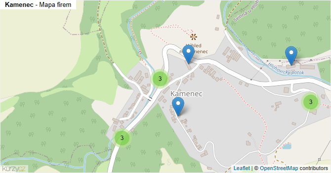 Kamenec - mapa firem