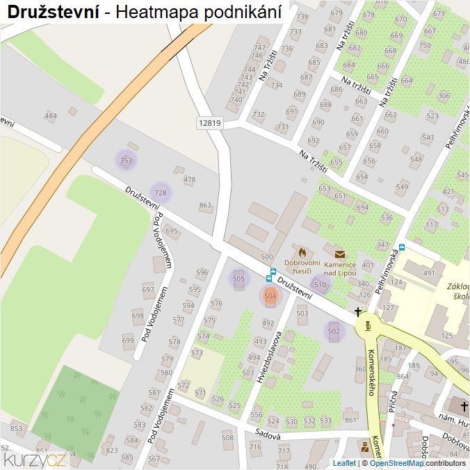 Mapa Družstevní - Firmy v ulici.