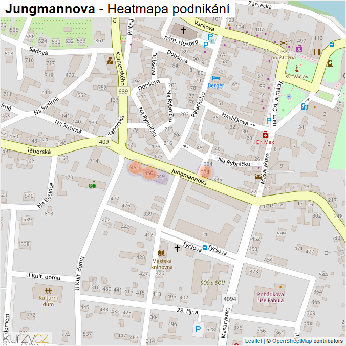 Mapa Jungmannova - Firmy v ulici.