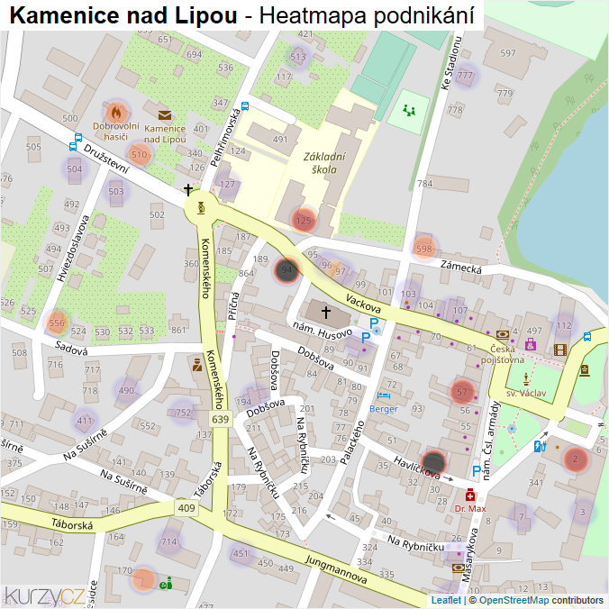 Mapa Kamenice nad Lipou - Firmy v části obce.
