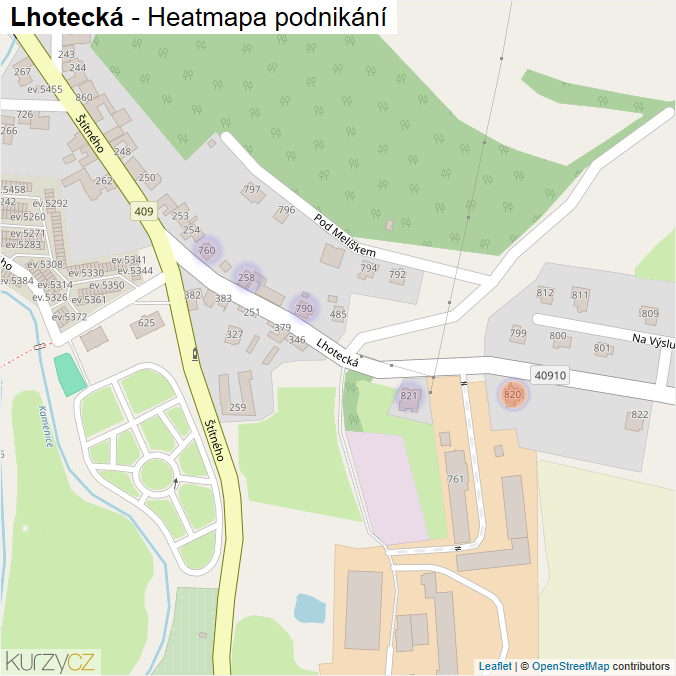 Mapa Lhotecká - Firmy v ulici.