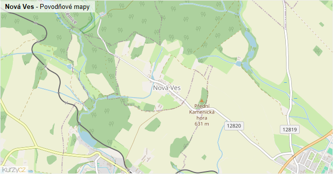 Nová Ves - záplavové mapy stoleté vody