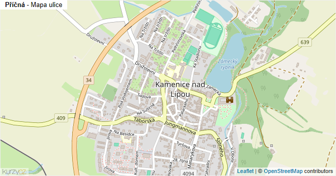 Příčná - mapa ulice