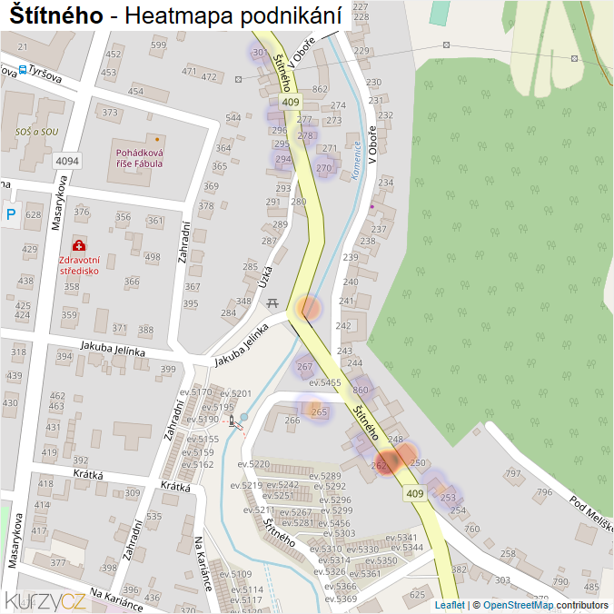 Mapa Štítného - Firmy v ulici.