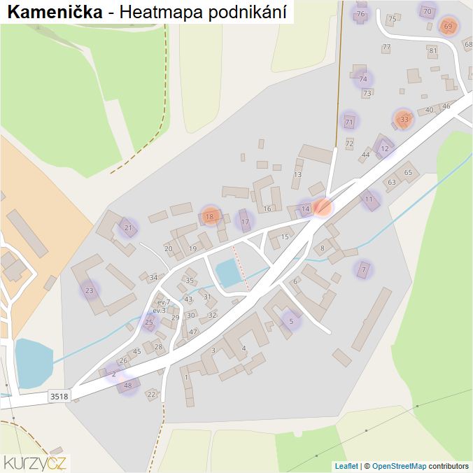 Mapa Kamenička - Firmy v části obce.