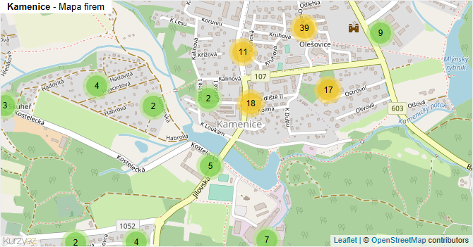 Kamenice - mapa firem