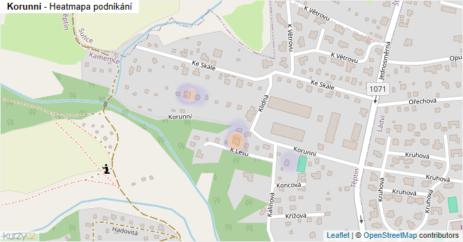 Korunní - mapa podnikání