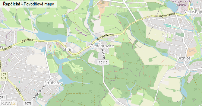 Řepčická - záplavové mapy stoleté vody