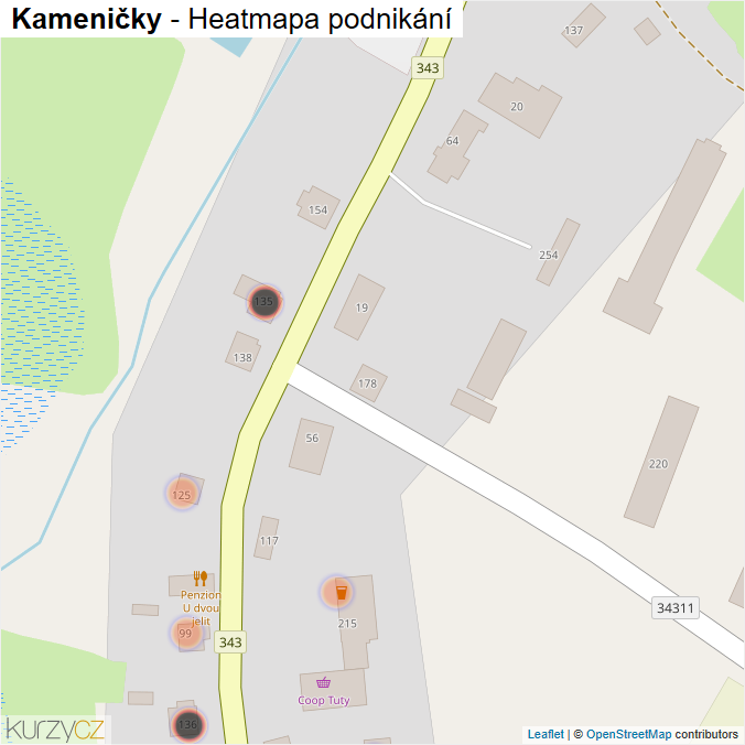 Mapa Kameničky - Firmy v obci.
