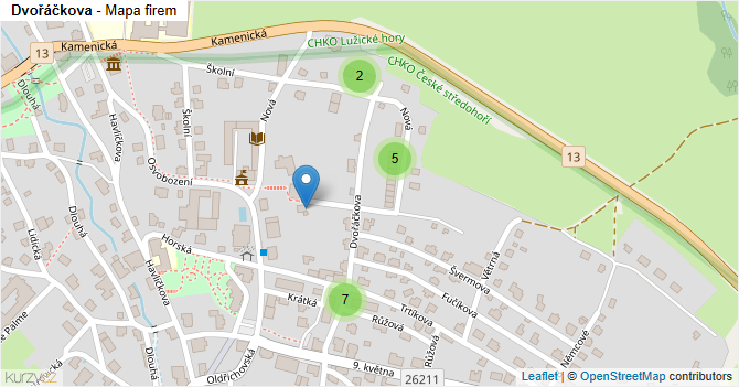 Dvořáčkova - mapa firem