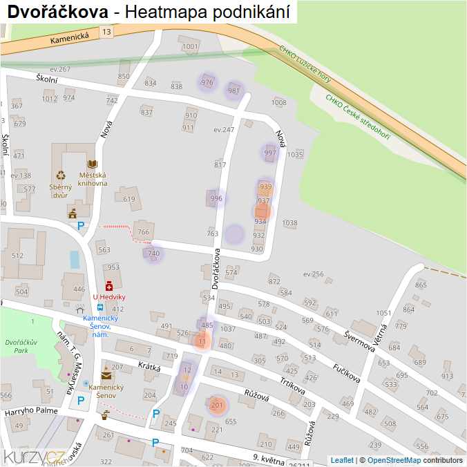 Mapa Dvořáčkova - Firmy v ulici.