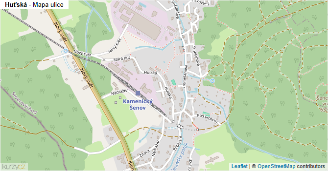 Huťská - mapa ulice