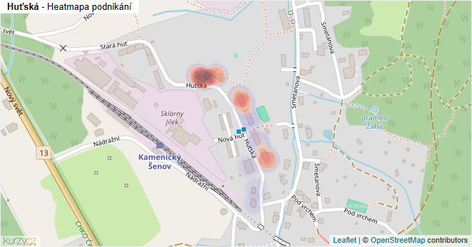Huťská - mapa podnikání