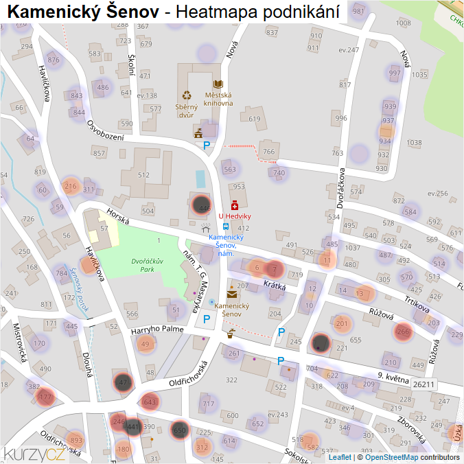 Mapa Kamenický Šenov - Firmy v části obce.