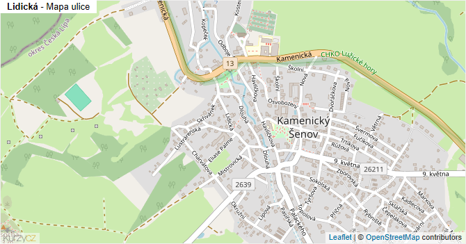 Lidická - mapa ulice