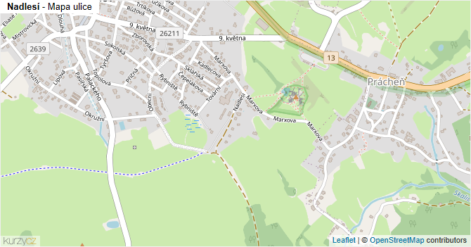 Nadlesí - mapa ulice