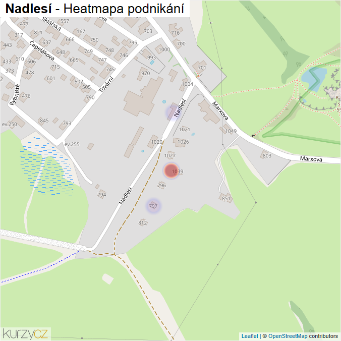 Mapa Nadlesí - Firmy v ulici.