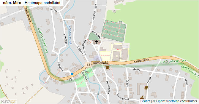 nám. Míru - mapa podnikání