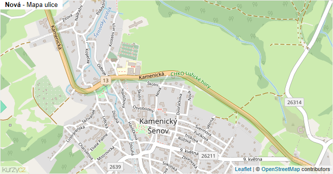 Nová - mapa ulice