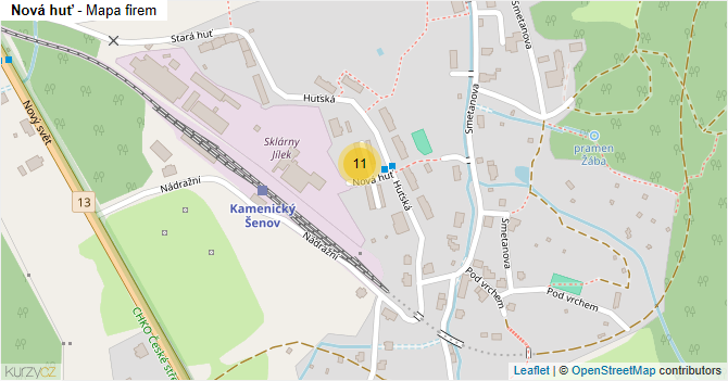 Nová huť - mapa firem