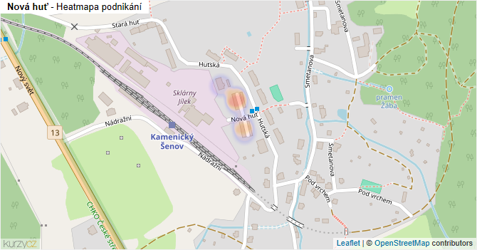 Nová huť - mapa podnikání