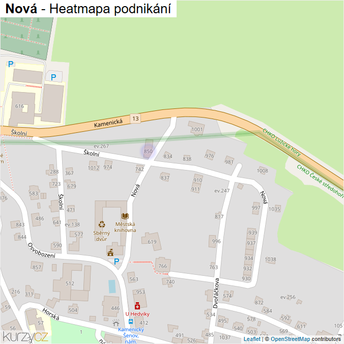 Mapa Nová - Firmy v ulici.