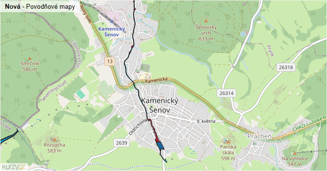 Nová - záplavové mapy stoleté vody